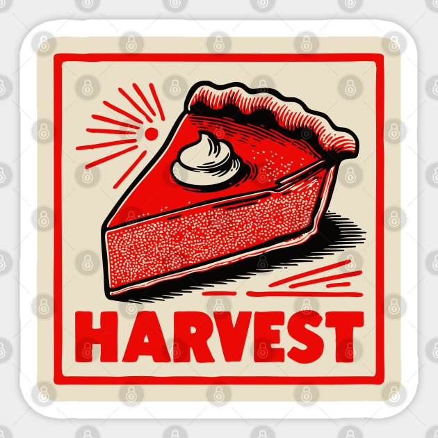 Retro Harvest Pumpkin Pie Slice - Vintage Autumn Dessert Art Sticker by TuncGK